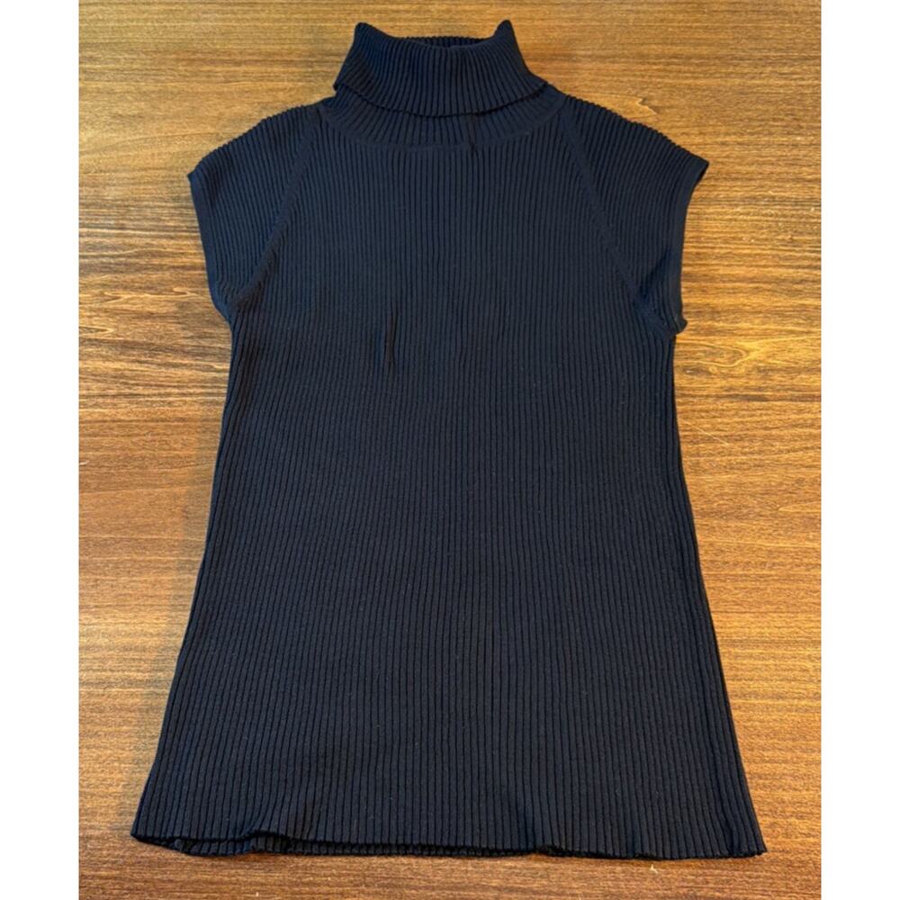 Elliot Lauren Women's Sleeveless Turtleneck Black Ribbed Size M